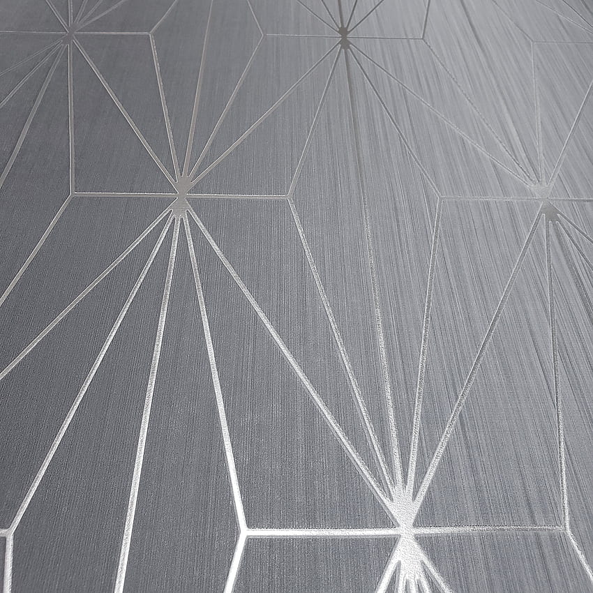 WM70301401 Líneas geométricas Ombre Grey Silver Metallic Textur – wallcoveringsmart, Ombre Triangle fondo de pantalla del teléfono
