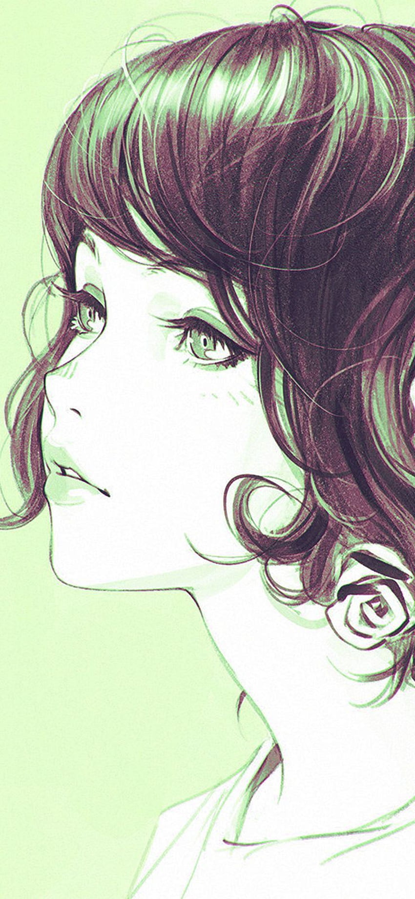 iPhone X : girl flower lady green ilya kuvshinov illustration art via. マガジン 世界中の最高のあなたの毎日の情報源 HD電話の壁紙