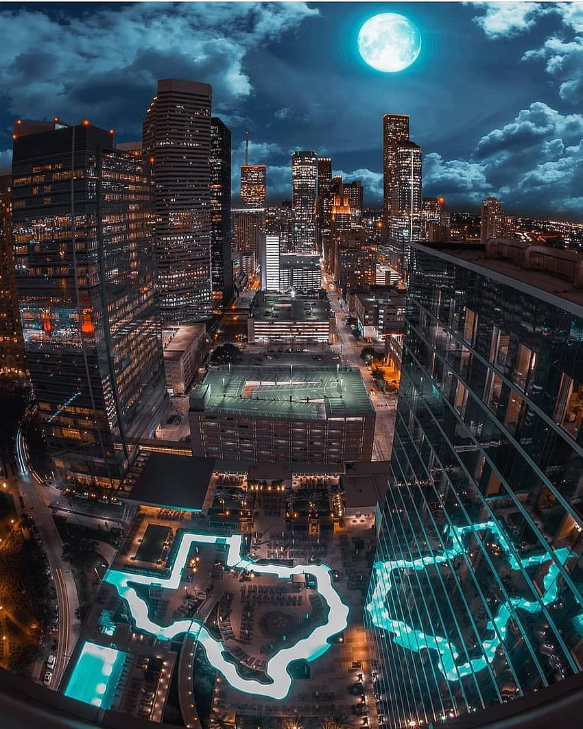 Houston City, Texas na Instagramie: „Shoutout to. Panoramę Houston, miasto Houston, panoramę Houston w Teksasie, panoramę Downtown Houston Tapeta na telefon HD