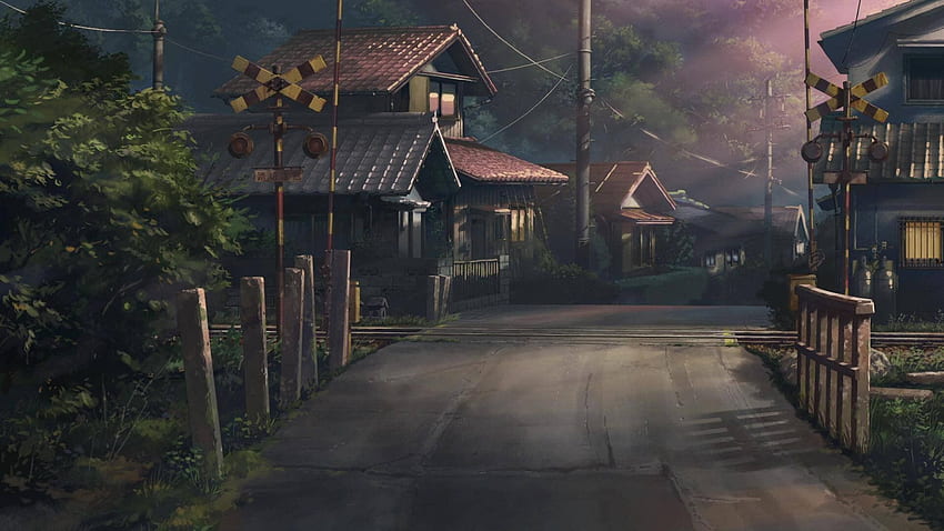 Japan, Straße, Bahnübergang, Zeichnen / und Mobile &, Japanische Landschaftszeichnung HD-Hintergrundbild