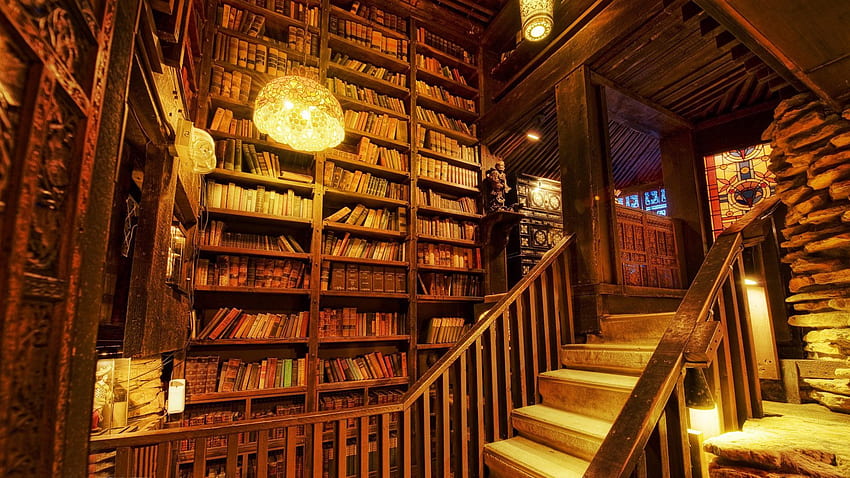 Old Library, Enchanted Library HD wallpaper