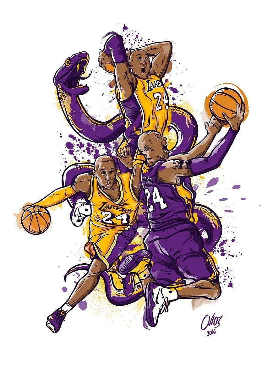 Download Kobe Bryant Cartoon Black Background Wallpaper  Wallpaperscom