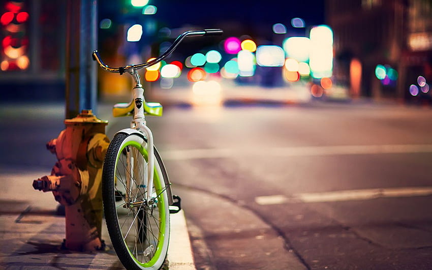 bicicletas Calle Noche Ciudades, Street Bike fondo de pantalla