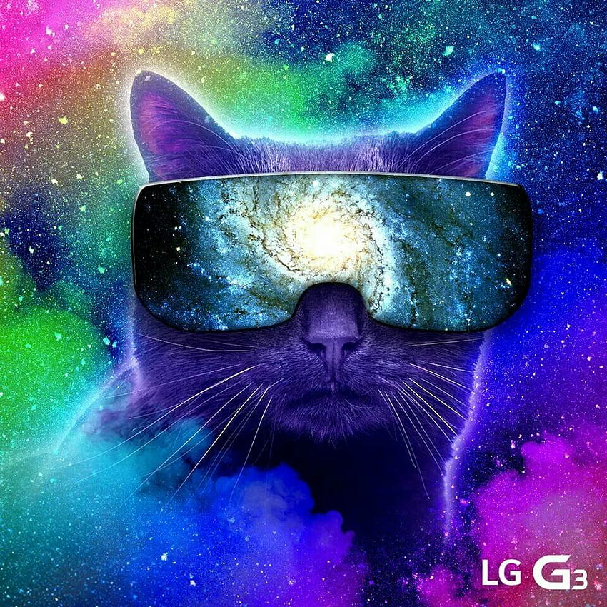 colorido del gato espacial. ., Cool Cat fondo de pantalla del teléfono
