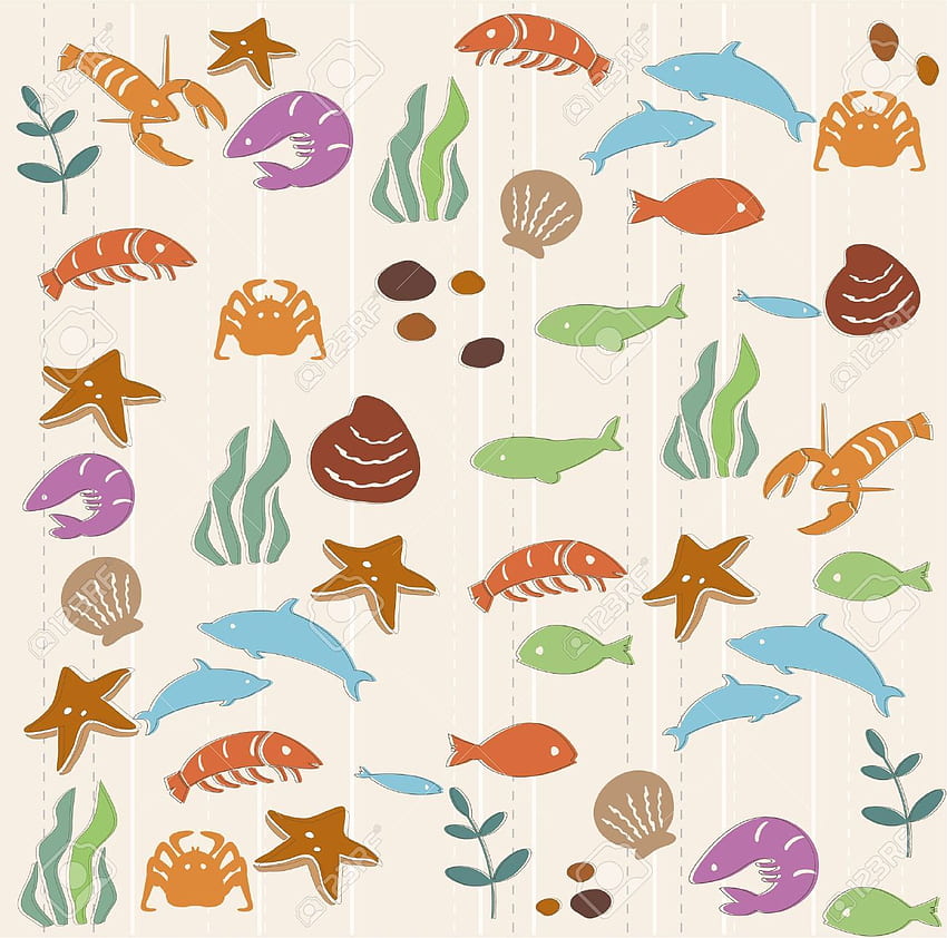 Cartoon Fish, Seafood HD wallpaper