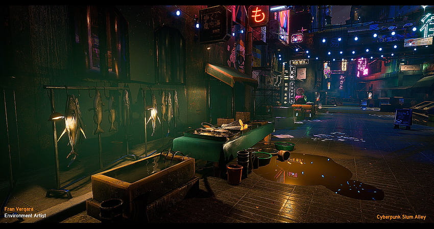 Cyberpunk Slum Alley - Sector B6 (Los Suburbios) fondo de pantalla