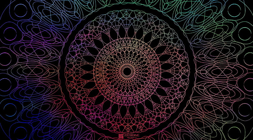 : abstract, mandalas, black background, science, Simple Abstract Mandala HD wallpaper
