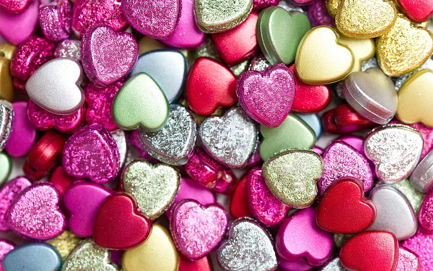 coração sentiu amostra de corações verdes. corações do reino. rosa, lindo doce pastel papel de parede HD