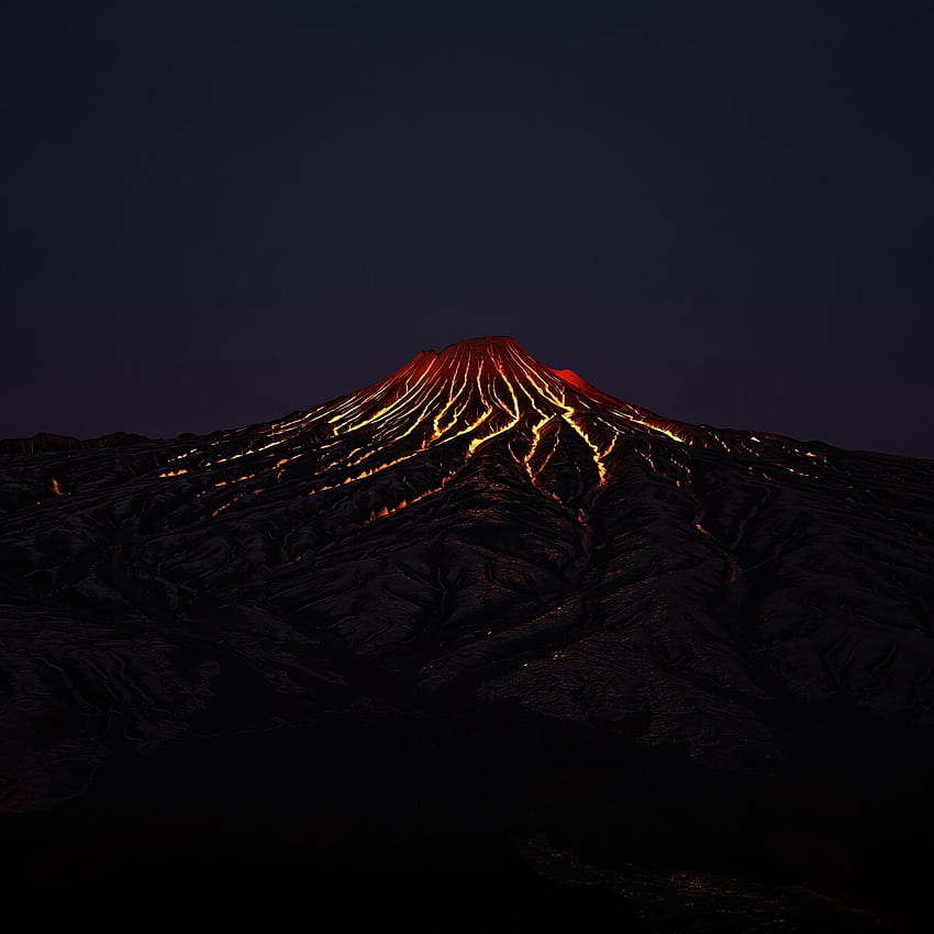 어둠, 화산, 용암, 뜨거운, 분화구 HD 전화 배경 화면