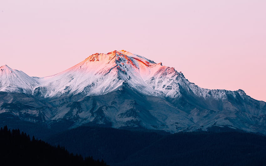 pôr do sol nas montanhas, pôr do sol na montanha rosa papel de parede HD