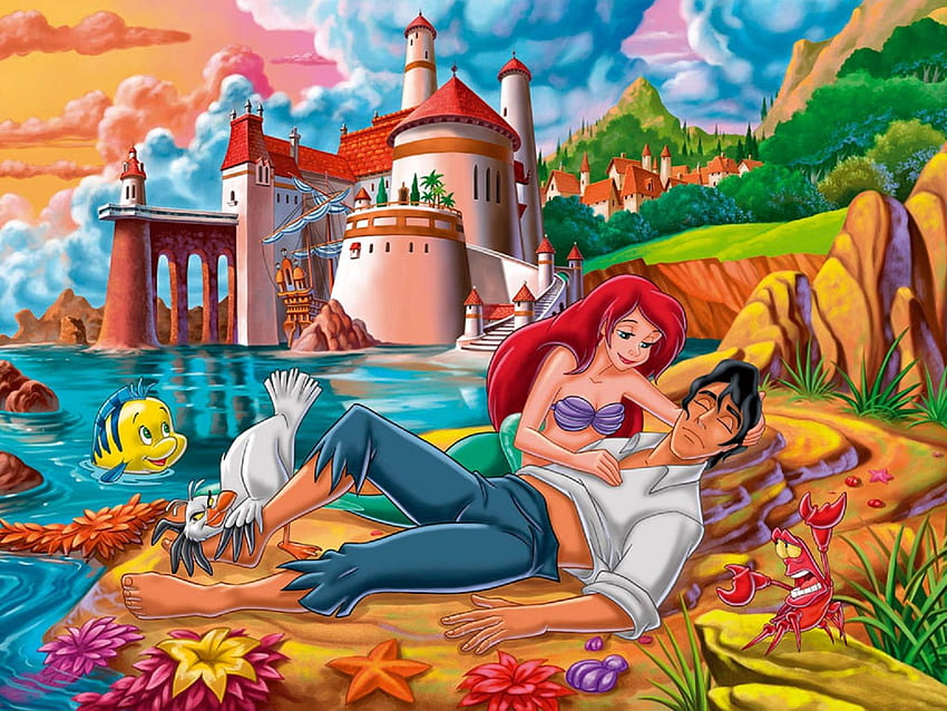 Kleine Meerjungfrau Prinz Eric Castle, Ariel und Eric HD-Hintergrundbild