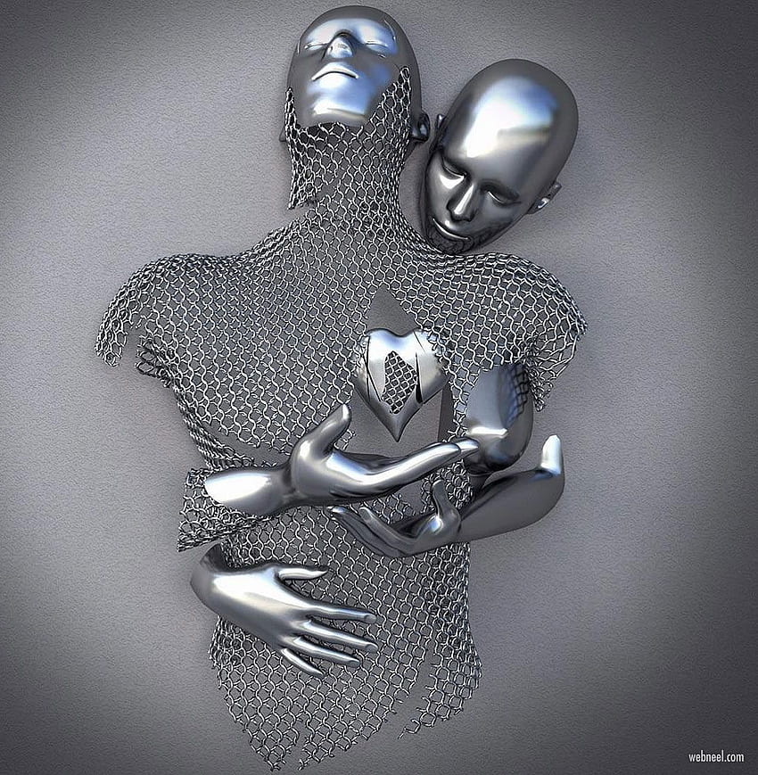 Metal Sculpture Artwork Heart By Franck, Steel Heart HD phone wallpaper