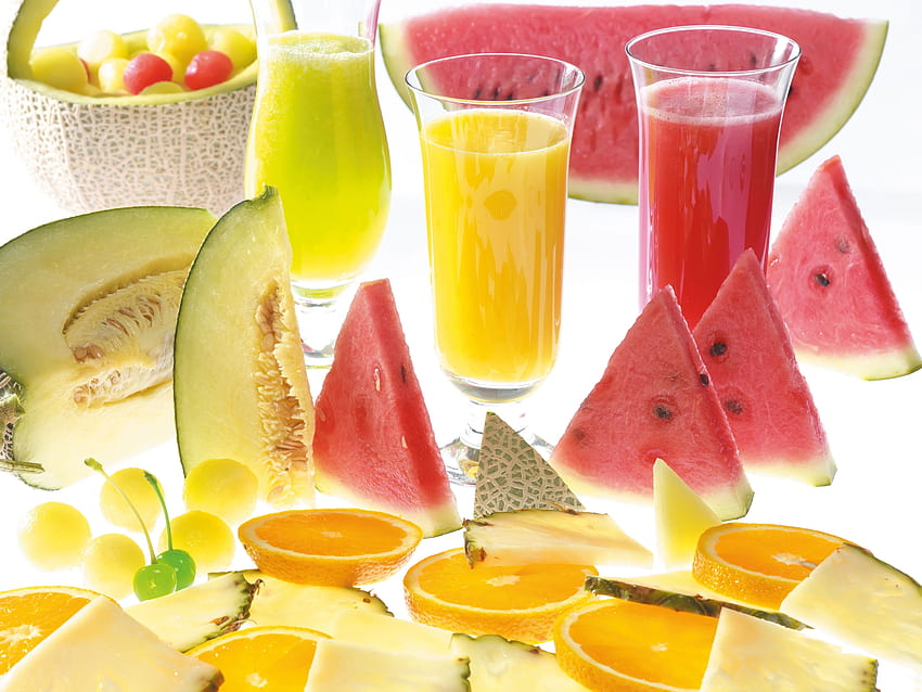 *** Fruits and Juices ***, melon, fruits, juices, oranges HD wallpaper