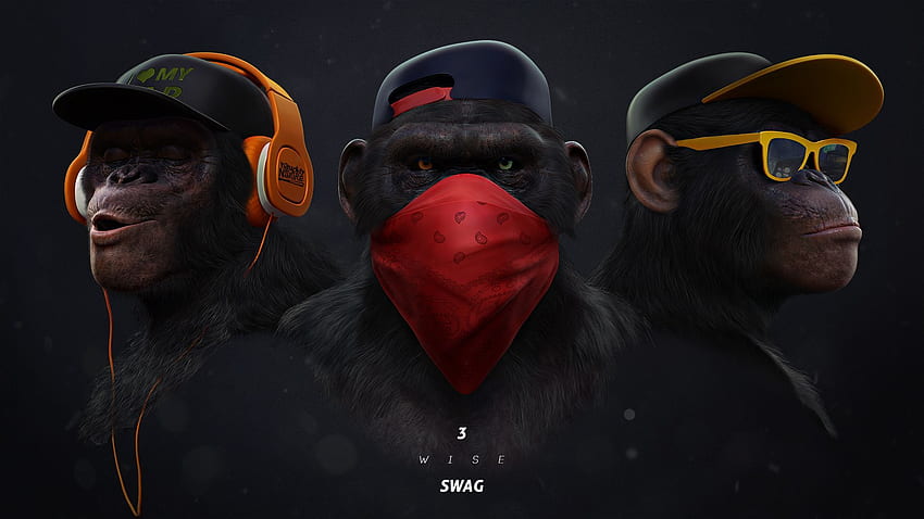 Trzy mądre małpy, kosmiczna małpa Tapeta HD