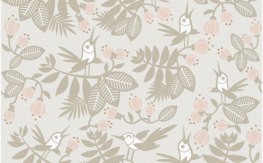 GRAY FLOWERS AND BIRDS - Kids and Wall Murals, Gray Floral HD wallpaper