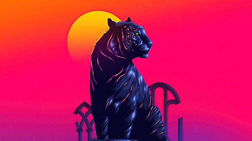 Tiger, neon art HD wallpaper