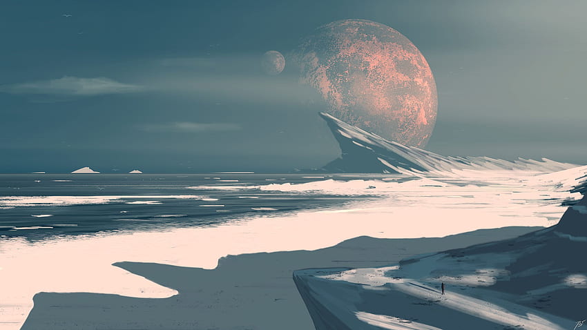 Moon Ocean Digital Art, Artist, , , Background, and, 海のアート 高画質の壁紙