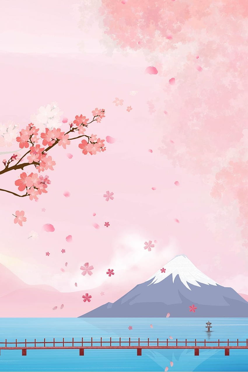 Cartel De Fondo De Dibujos Animados De Montaña Japonesa Fuji in 2020.  Japanese art prints, Cherry blossom , nature flowers, Cartoon Cherry Blossom  HD phone wallpaper | Pxfuel