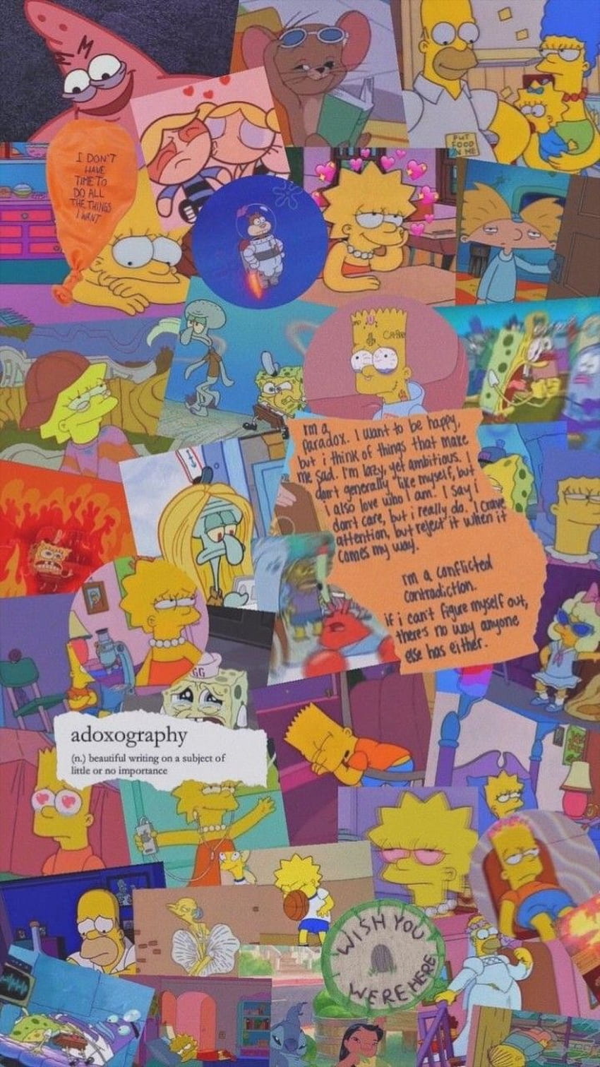 Simpsonowie, , niebieski i mix kreskówek -, The Simpson Sad Tapeta na telefon HD