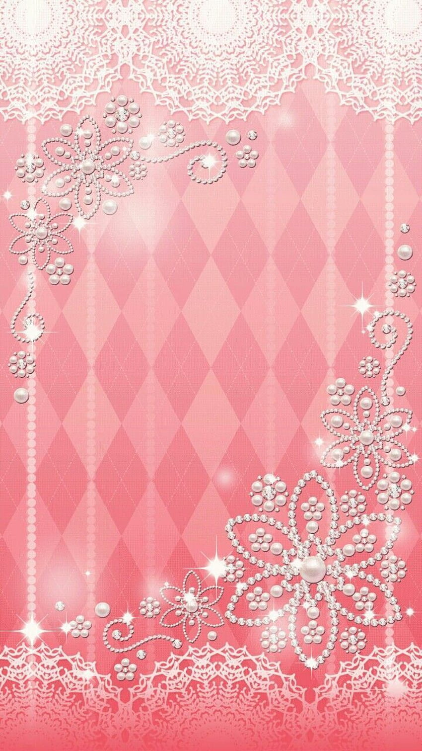 .By Artist Unknown. Pink sparkle , Lace, Pink Pearl HD phone wallpaper ...
