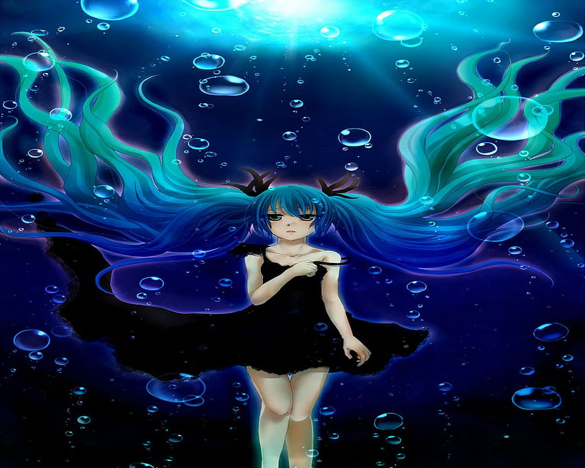 Miku & Sea, miku, 클래식, 애니메이션, 벽, 새로운, 아름다움, volcaloid HD 월페이퍼
