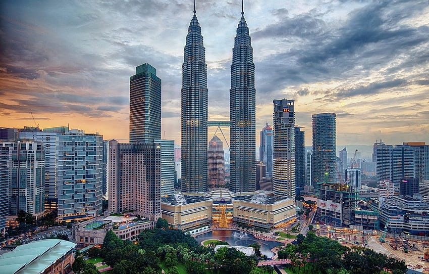 the city, dawn, morning, Malaysia, Kuala Lumpur for , section город, Kuala Lumpur Skyline HD wallpaper