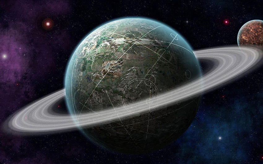 惑星の軌道。 惑星リング、惑星、異なる 高画質の壁紙