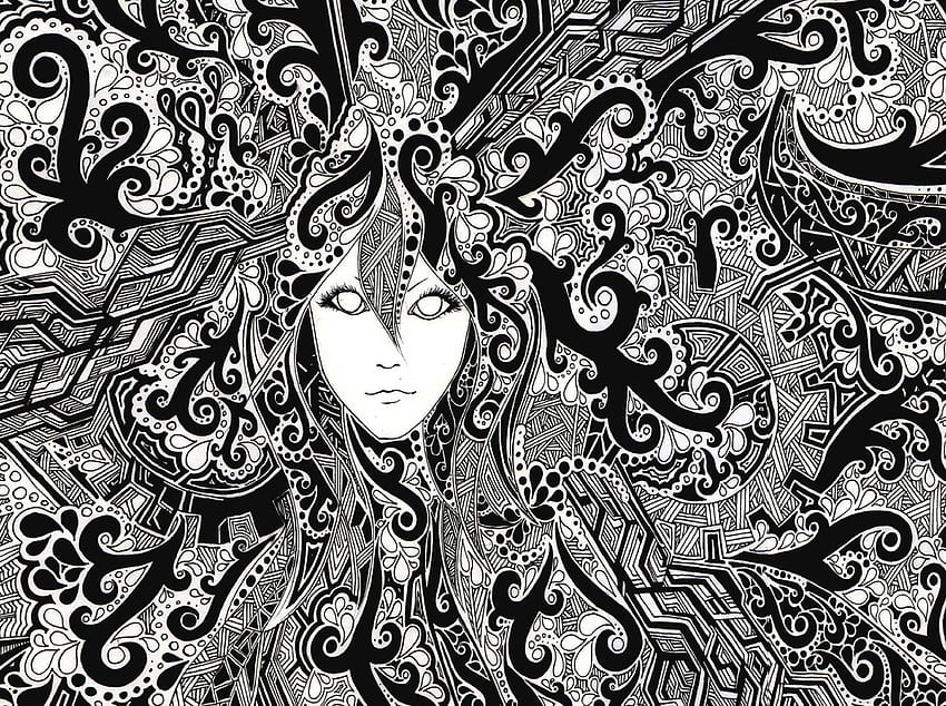 Black and white style. Black and white drawing, Art, Psychedelic art HD wallpaper
