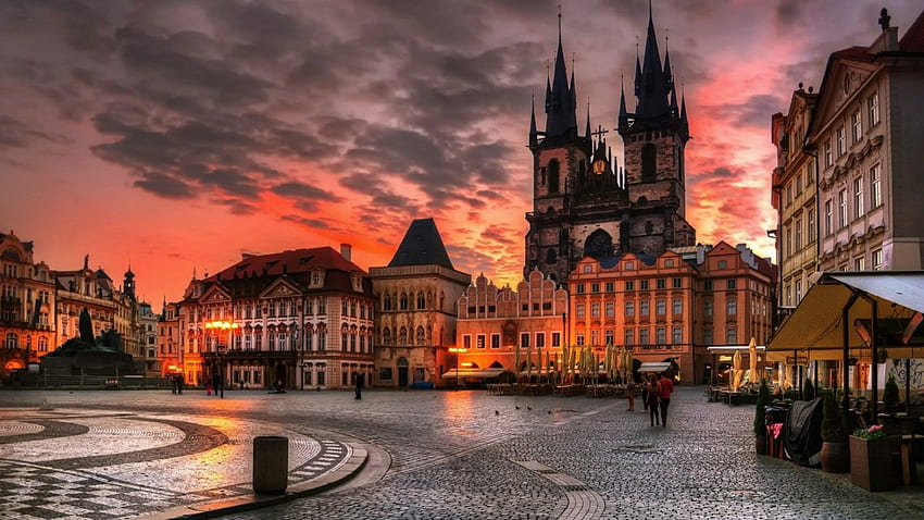 Cidade de Praga, Noite de Praga papel de parede HD
