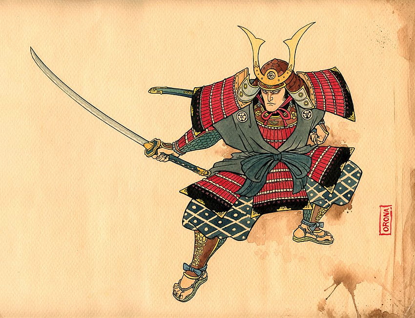 Traditionelle japanische Samurai-Malerei, traditionelle japanische Samurai-Kunst HD-Hintergrundbild