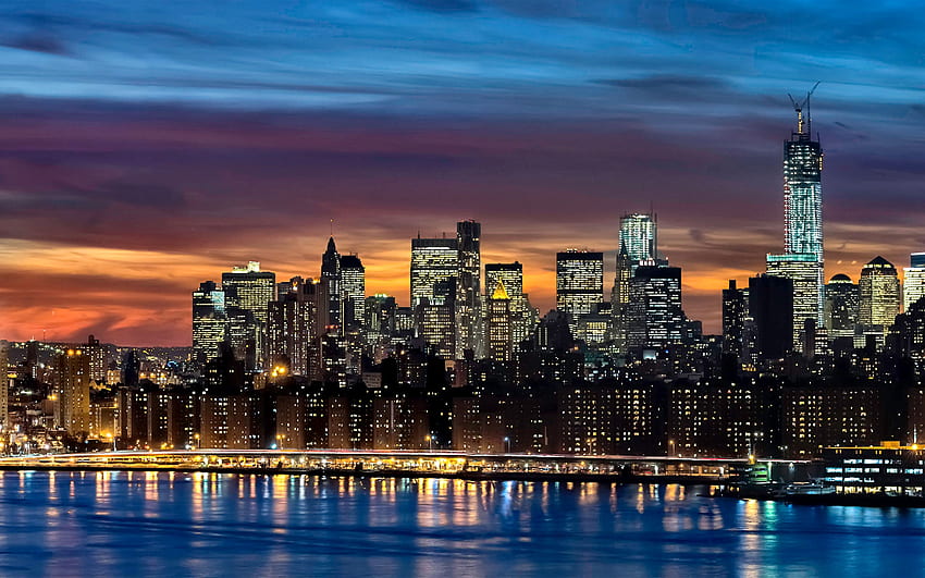 Manhattan Skyline FC, архитектура, графика, САЩ, красив, градски пейзаж, Манхатън, природа, широк екран, Ню Йорк, Ню Йорк HD тапет