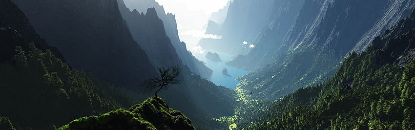산의 자연 / . 듀얼 모니터, 듀얼 스크린, 배경, 3840X1200 HD 월페이퍼