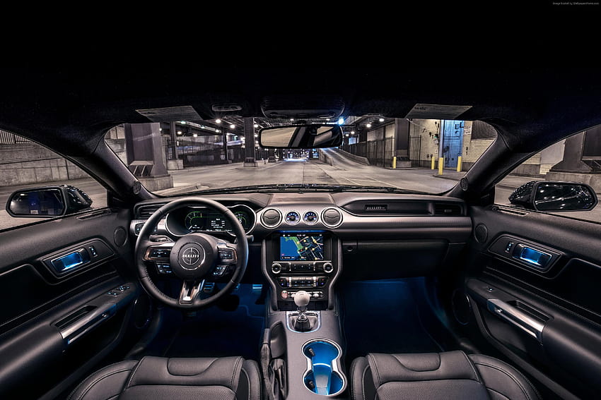 회색 차량 인테리어, Ford Mustang Bullitt, 2018 자동차 HD 월페이퍼