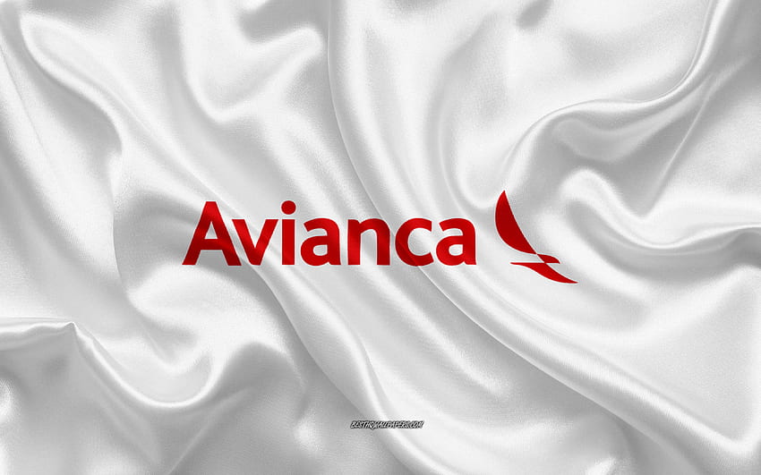Avianca logo, airline, white silk texture HD wallpaper