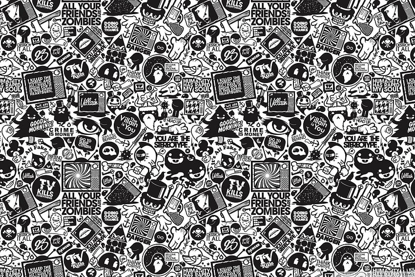 Black And White Cartoon, Abstract Cartoon HD wallpaper