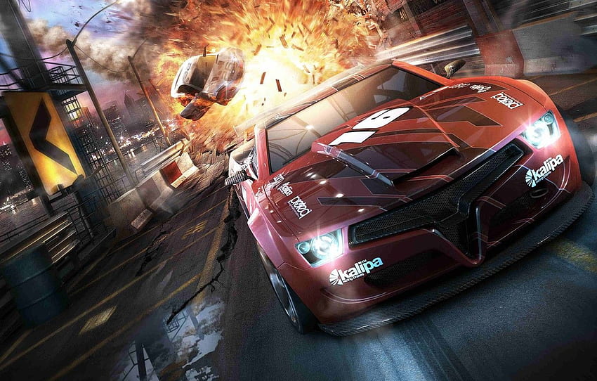 The Explosion, Drive, Speed, Split Second, Red Car HD wallpaper