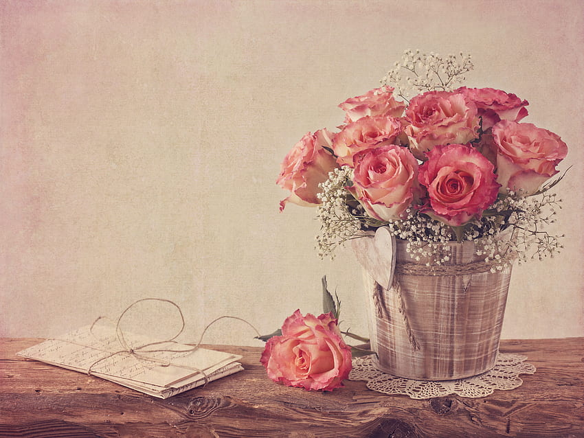 Bukiet róż w stylu vintage róże vintage [] na telefon komórkowy i tablet. Przeglądaj Antique Look. Reprodukcja Vintage, staroświeckie wzory, wiktoriańskie Tapeta HD