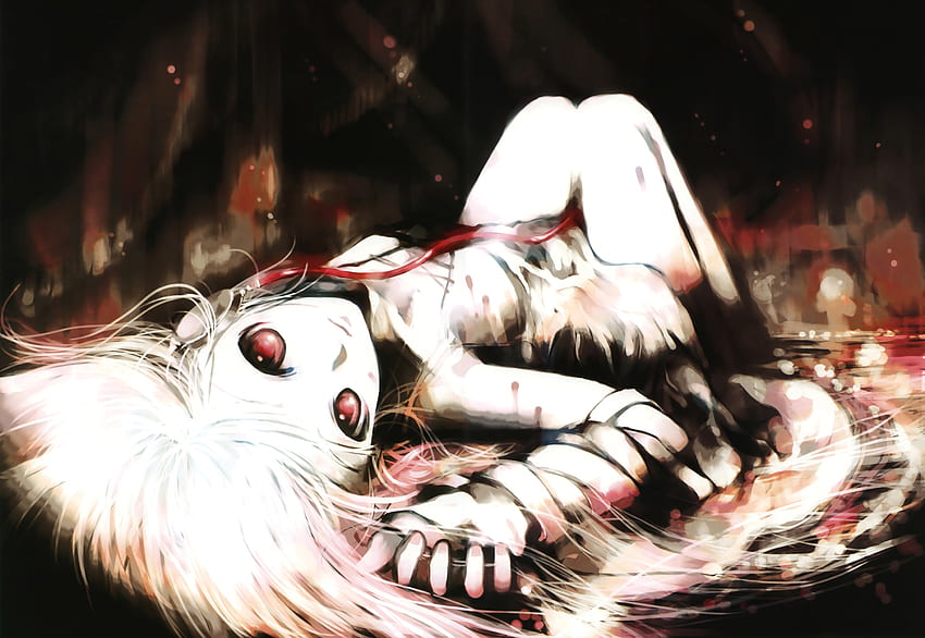 dying anime girl with white hair