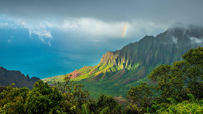 Hawaii Kauai Samudra Pasifik Awan Pegunungan Resolusi 1440P,, Latar Belakang, dan, 2560 X 1440 Hawaii Wallpaper HD