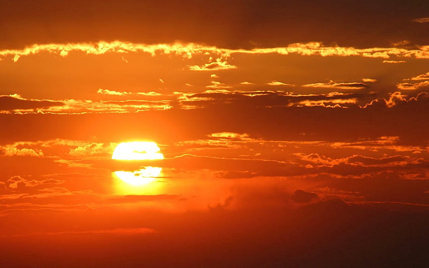 Natura, zachód słońca, słońce, chmury, wieczór, romans Tapeta HD
