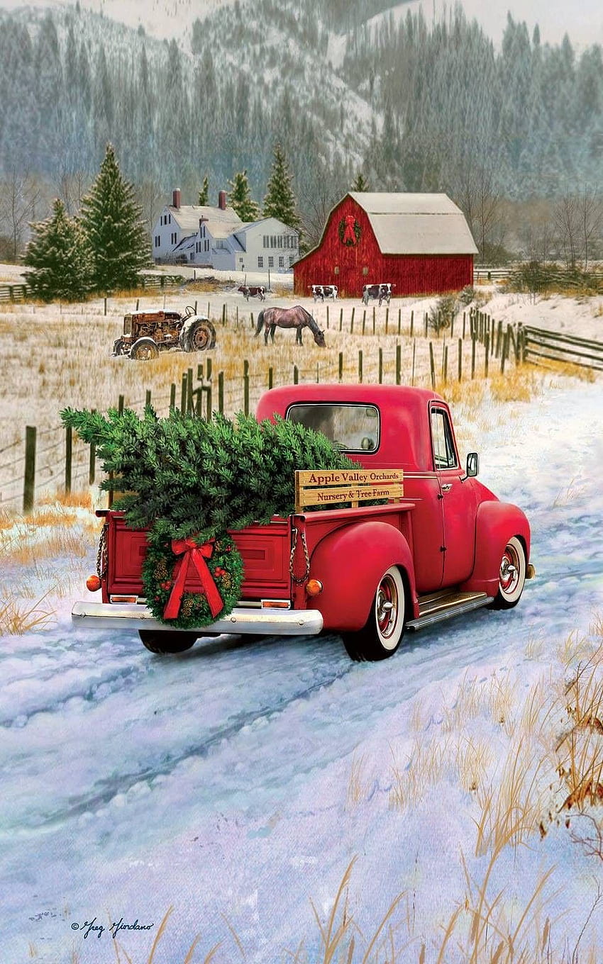 Debbi Hurst on . Vintage truck christmas, Vintage christmas , Christmas truck HD phone wallpaper