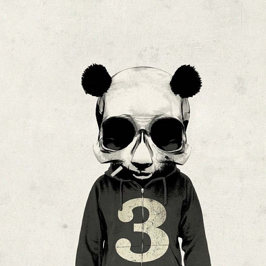Palenie Panda Cartoon Art iPad. iPhone, zabawna animowana panda Tapeta na telefon HD