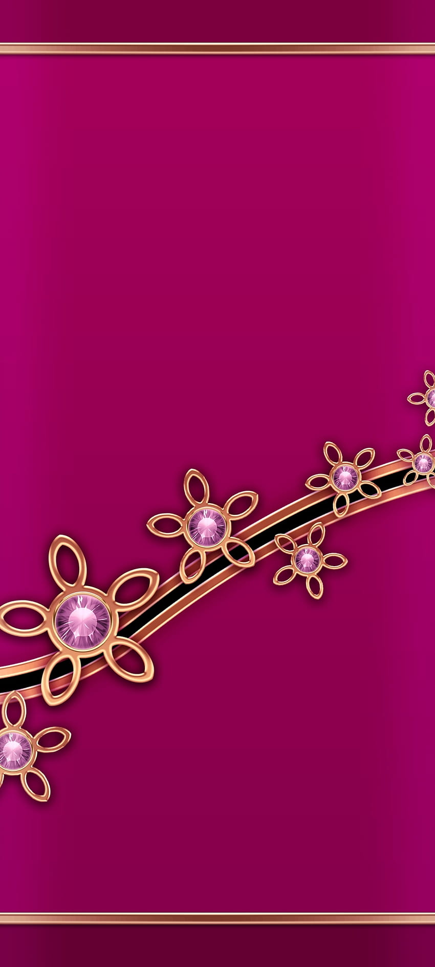 PinkPlatinum Flowers, magenta, diamante, ornamento, premium, curva, metal, luxo Papel de parede de celular HD