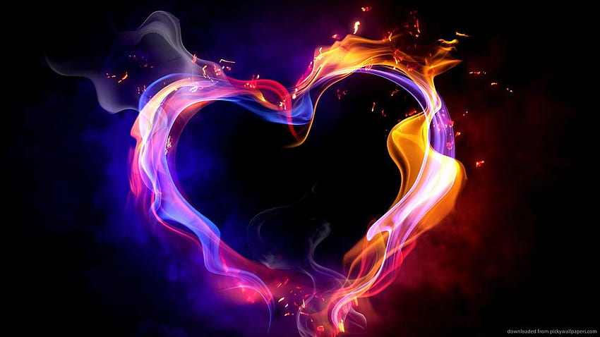 Fire Heart, Couple Heart HD wallpaper