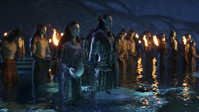 Sam Worthington Zoe Saldana Sigourney Weaver Stephen Lang Kate Winslet Avatar O Caminho da Água papel de parede HD