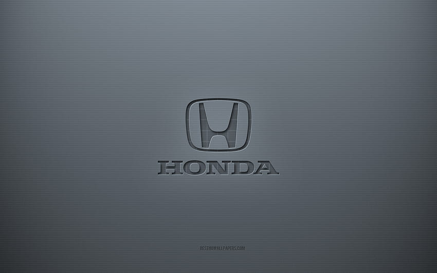 Лого на Honda, сив креативен фон, емблема на Honda, текстура на сива хартия, Honda, сив фон, лого на Honda 3d HD тапет