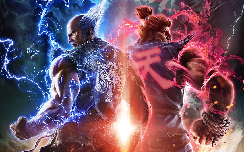 Tekken 7 - Heihachi vs Akuma, akuma, capcom, วิดีโอเกม, 3D, tekken, heihachi วอลล์เปเปอร์ HD