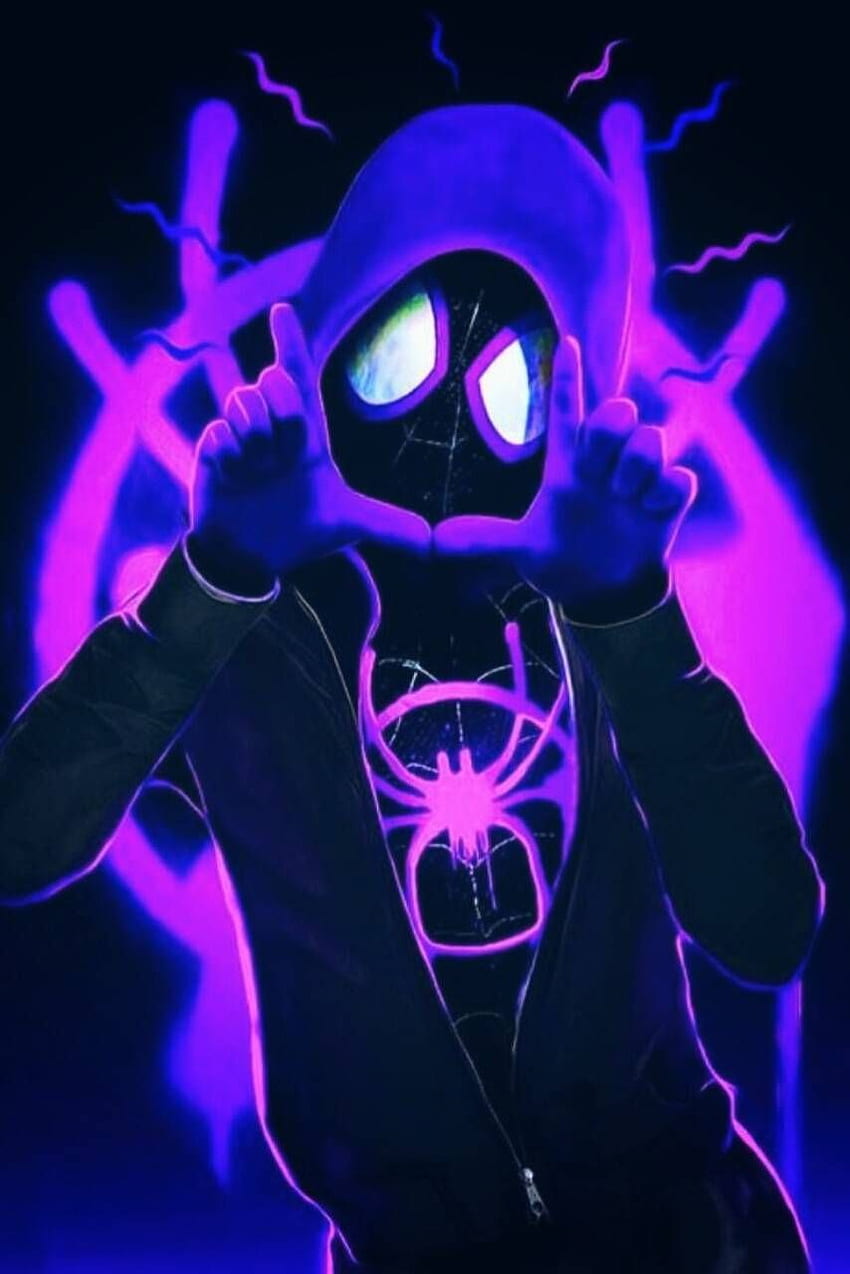 Miles Morales. Arte di Spiderman Marvel, disegno di Spiderman, supereroe, Spider Man Purple Sfondo del telefono HD