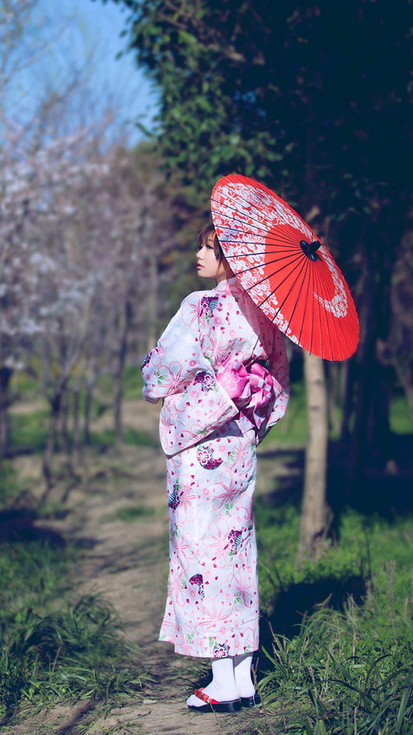 Hübsches japanisches Mädchen Umbrella Japan Android - Android, japanischer Kimono HD-Handy-Hintergrundbild