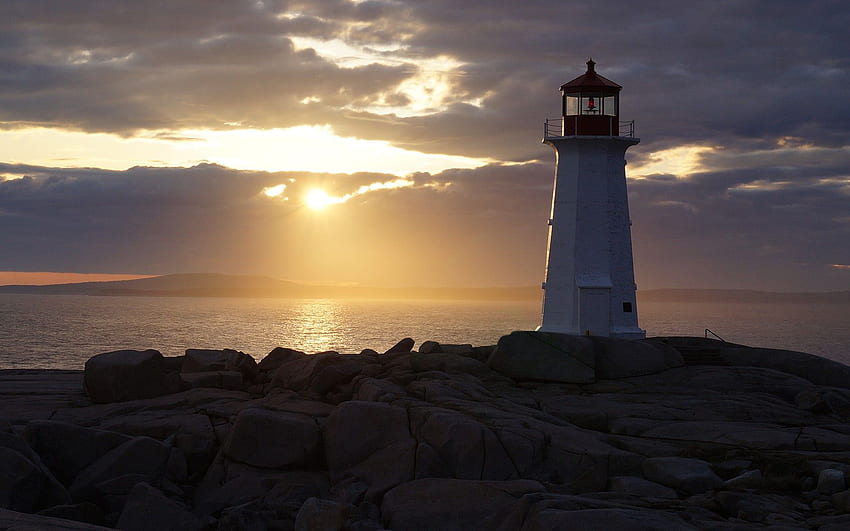 Lighthouses: Lighthouse Peggy Cove Peggyscove Nova Scotia Sunset HD wallpaper